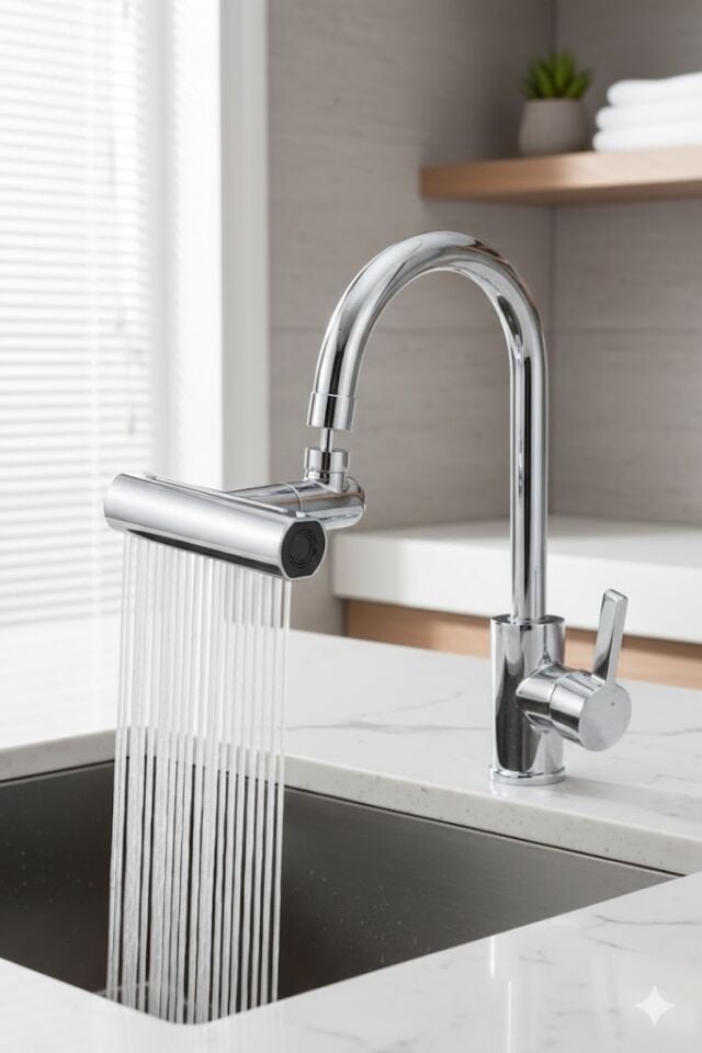 Oynar Döner Başlıklı Fonksiyonlu Musluk Ucu – Su Tasarruflu Perlatör Aparatı