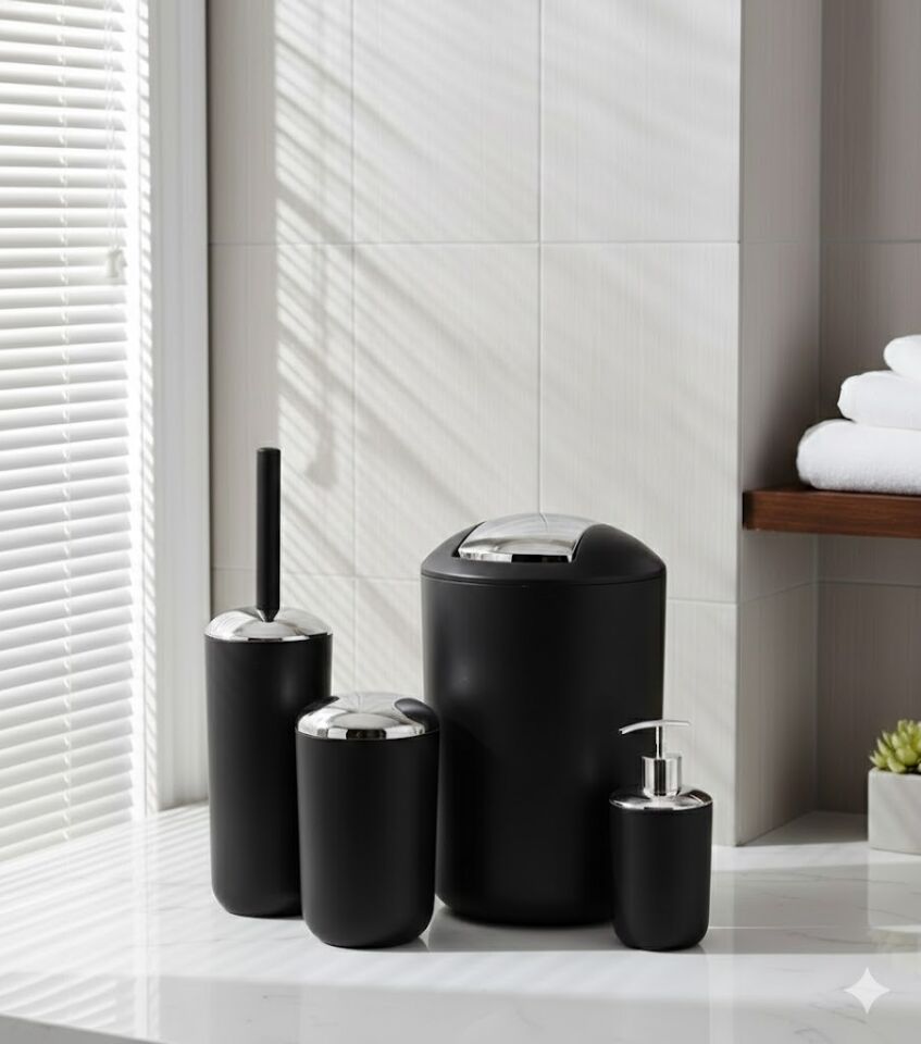 Siyah Renk 4’lü Banyo Seti – Modern, Şık