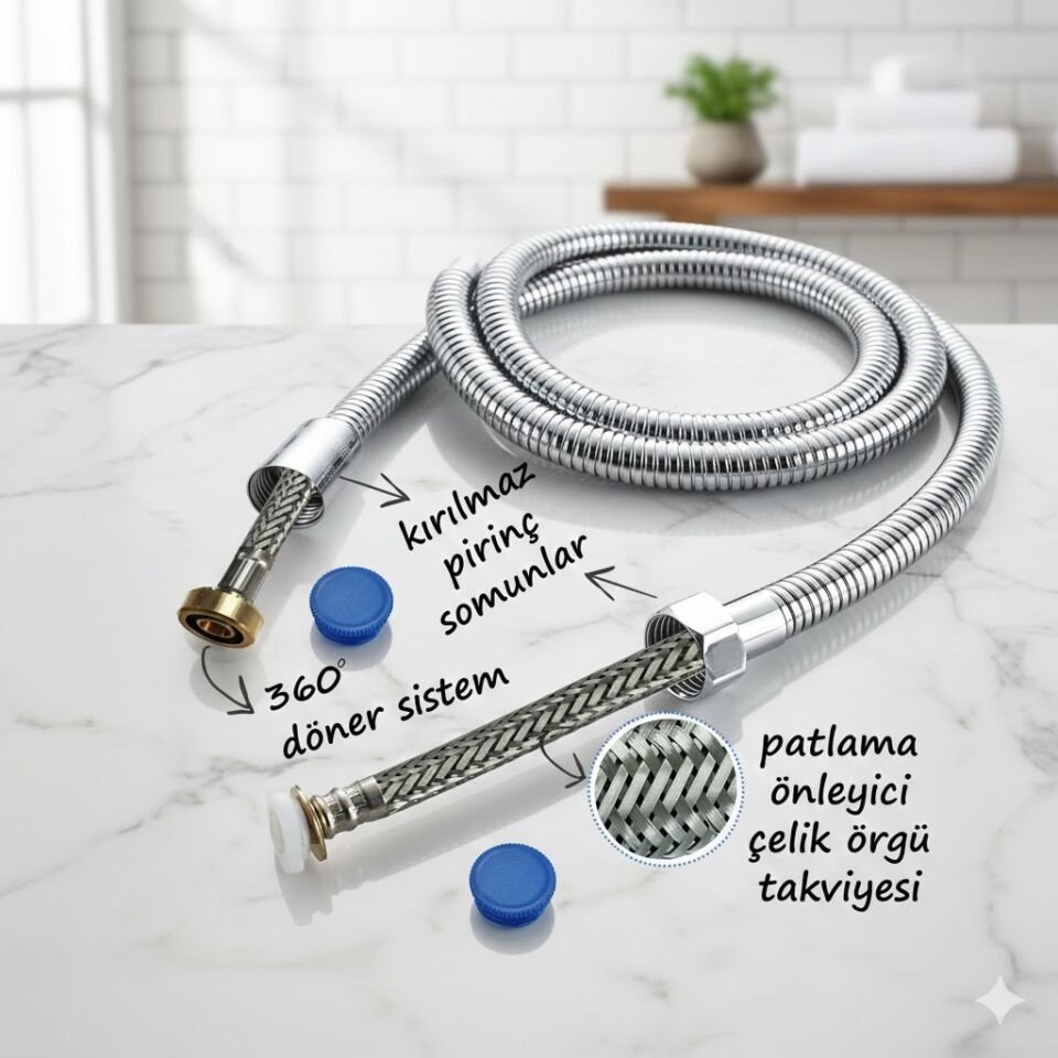 360° Döner Çelik Duş Spreyi | Paslanmaz Çelik Yüksek Basınçlı Duş Başlığı
