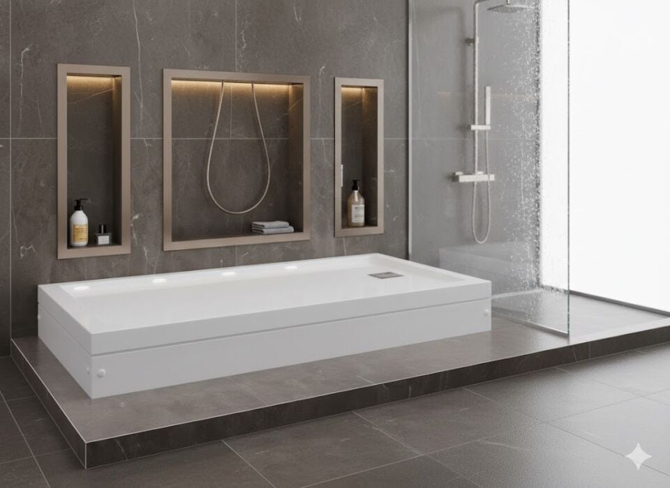 Apatit Dikdörtgen Duş Teknesi 90x100 cm | Dayanıklı ve Şık Duş Tabanı