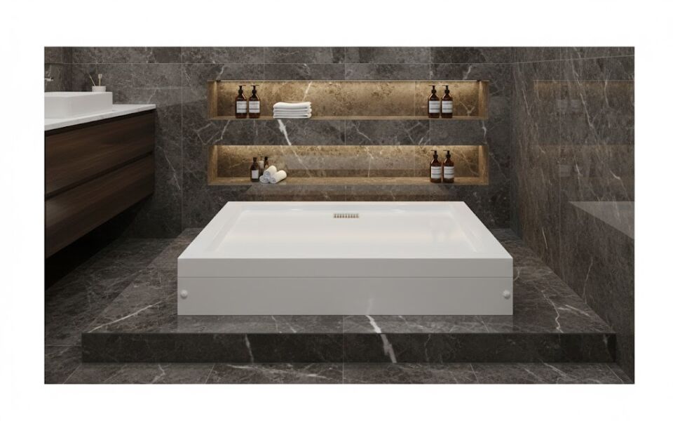 ZÜMRÜT Kare Duş Teknesi 80x80 cm | Köşe Tipi Dayanıklı Duş Tabanı