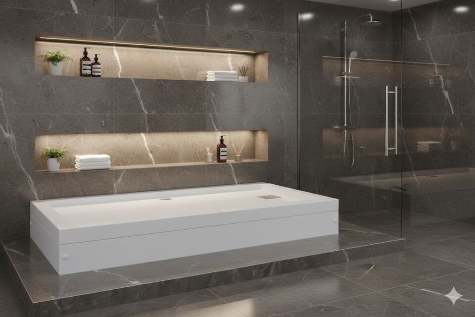 Radıant Dikdörtgen Duş Teknesi 70x80 cm | Dayanıklı Duş Tabanı