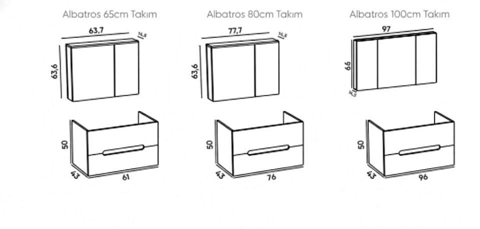 Albatros 80 cm Antrasit Barok Meşe Banyo Dolabı  – (Boy Dolabı Dahil Değildir)