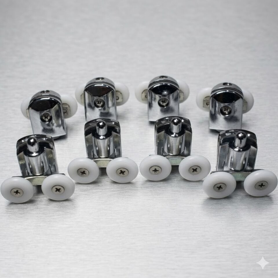 Cam Duşakabin Sürgü Teker Seti 8’li – Krom Metal